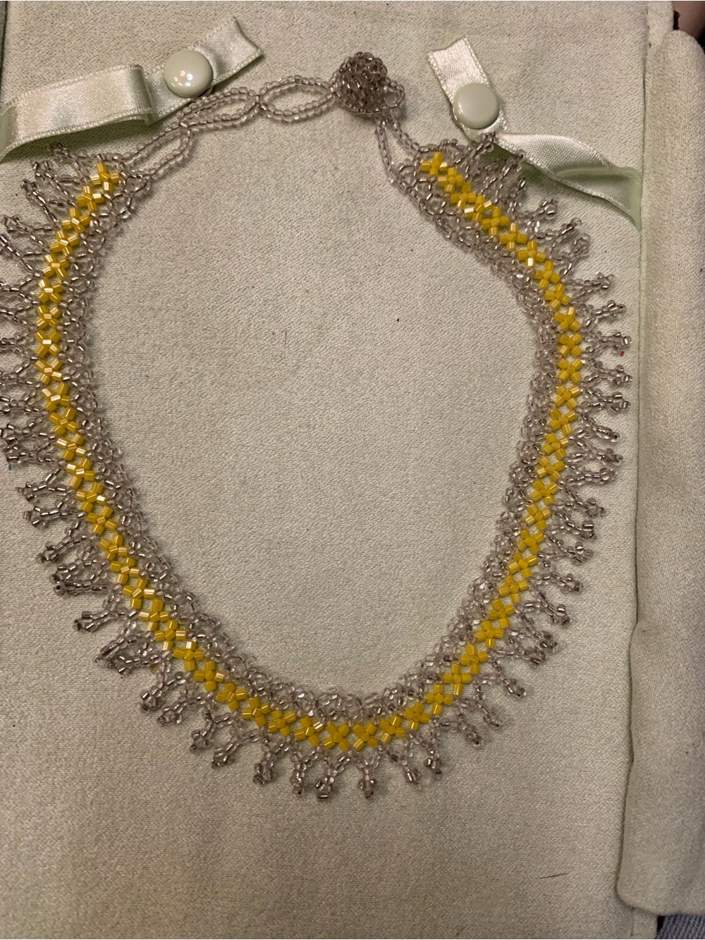 Handcrafted Yellow Beaded Women's Necklace